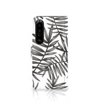 Sony Xperia 1 IV Hoesje Leaves Grey - thumbnail