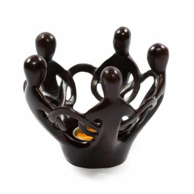 Beeld Polystone Vriendenkring 5 Personen Bruin (12 cm)