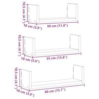 Wandschappen 3 st bewerkt hout betongrijs - thumbnail
