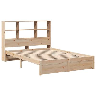 Bed met boekenkast zonder matras massief grenenhout 140x190 cm - thumbnail