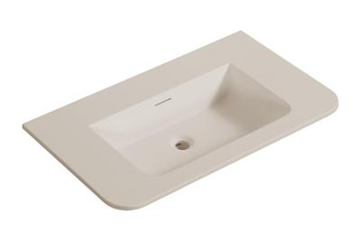 Wastafel Wiesbaden Laro 80x48x1,5 cm Zonder Kraangat Ronde Hoeken Solid Surface Beige