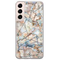 Samsung Galaxy S22 Plus siliconen hoesje - Marmer bruin blauw - thumbnail