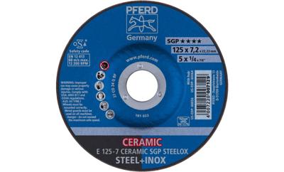 PFERD TOOLS 62212300 E 125-7 CERAMIC SGP STEELOX Afbraamschijf gebogen Diameter 125 mm Boordiameter 22.23 mm RVS, Staal 10 stuk(s) PFERD TOOLS 62212300 E 125-7 CERAMIC SGP STEELOX Afbraamschijf gebogen Diameter 125 mm Boordiameter 22.23 mm RVS, Staal 10 stuk(s)