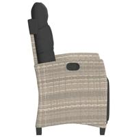 Tuinstoel verstelbaar met voetensteun poly rattan lichtgrijs - thumbnail