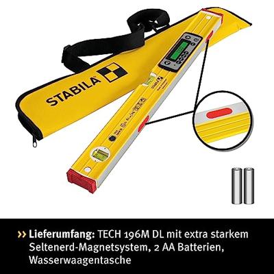 Stabila TECH 196M DL 19823 Digitale waterpas Incl. magneet, Incl. anti-slip, Incl. tas 61 cm 0.5 mm/m