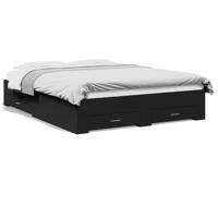 Bedframe met lades bewerkt hout zwart 150x200 cm - thumbnail