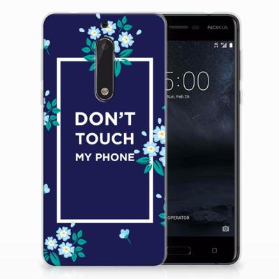 Nokia 5 Silicone-hoesje Flowers Blue DTMP Nokia 5 Silicone-hoesje Flowers Blue DTMP