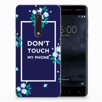 Nokia 5 Silicone-hoesje Flowers Blue DTMP - thumbnail