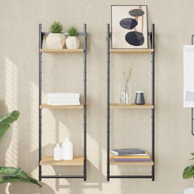 Wandschappen 3-laags met stangen 2 st 30x25x100 cm sonoma eiken Wandschappen 3-laags met stangen 2 st 30x25x100 cm sonoma eiken