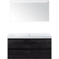 Maxx XL Badmeubelset 120 cm - Black Oak - Wastafel Just Enkel Zonder Kraangat met LED Spiegel - thumbnail