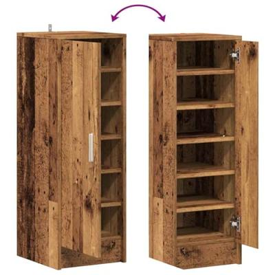 VidaXL Schoenenkast 32x35x92 cm bewerkt hout oud houtkleurig VidaXL Schoenenkast 32x35x92 cm bewerkt hout oud houtkleurig