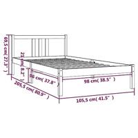 Bedframe massief hout zwart 100x200 cm - thumbnail