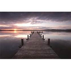 Glasschilderij Steiger bij zonsondergang