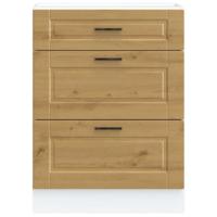 Keuken onderkast Porto bewerkt hout artisanaal eikenkleur - thumbnail