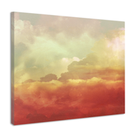 Schilderij - Abstracte wolken, , Oranje Geel , 3 maten , print op canvas , Wanddecoratie - thumbnail