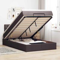 Ottoman bed met matras en LED's 120x190 cm stof donkerbruin - thumbnail