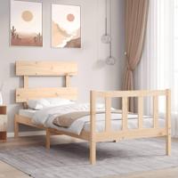 Bedframe met hoofdbord massief hout - thumbnail