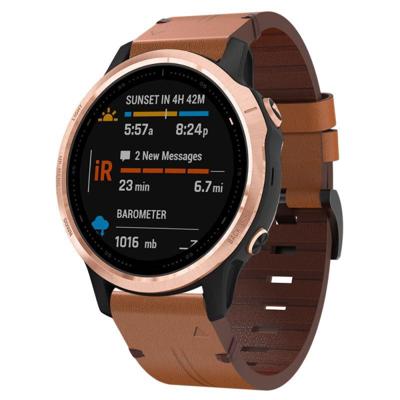 Voor Garmin Fenix 6S 20mm lederen stalen gesp horlogeband