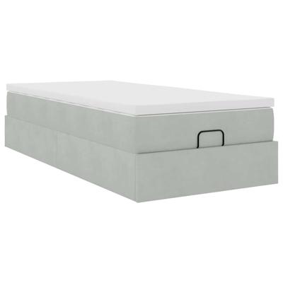 Ottoman bed met matras 140x190cm fluweel lichtgrijs