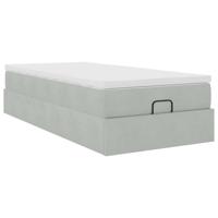 Ottoman bed met matras 140x200cm fluweel lichtgrijs - thumbnail