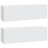 Tv-wandmeubels 2 st 100x30x30 cm bewerkt hout wit - thumbnail