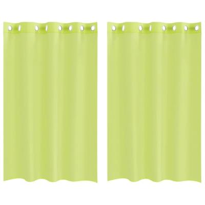 Gordijnen voile met doorvoertules 2 st 140x175 cm appelgroen