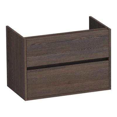 Brauer Adore - Onderkast - 80 cm - met 2 Softclose Lades Greeploos en 1 Sifon Uitsparing - Lamellen Eiken Zwart