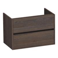 Brauer Adore - Onderkast - 80 cm - met 2 Softclose Lades Greeploos en 1 Sifon Uitsparing - Lamellen Eiken Zwart - thumbnail