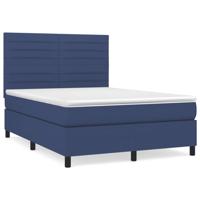 Boxspring met matras stof blauw 140x200 cm - thumbnail