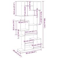 Boekenkast 92x29x188 cm bewerkt hout oud houtkleurig - thumbnail