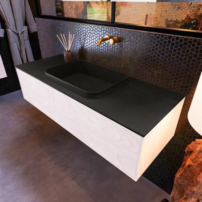 Badkamermeubelset Mondiaz Erin 120 cm met 1 Lade met RIDGE Wastafel Midden Urban Zonder Kraangaten Greeploos Mat Underlayment