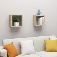 Wandschappen kubus 2 st 30x15x30 cm sonoma eikenkleurig - thumbnail