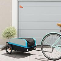VidaXL Fietstrailer 30 kg ijzer zwart en blauw - thumbnail