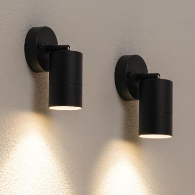 Set van 2 Lago - LED Wandlampen - 4 Watt 345 Lumen - 4000K Neutraal wit - GU10 - Dimbaar - IP44 waterdicht - Geschikt als wandspot en plafondspot - Voor binnen en buiten - Zwart