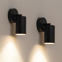 Set van 2 Lago - LED Wandlampen - 4 Watt 345 Lumen - 4000K Neutraal wit - GU10 - Dimbaar - IP44 waterdicht - Geschikt als wandspot en plafondspot - Voor binnen en buiten - Zwart - thumbnail