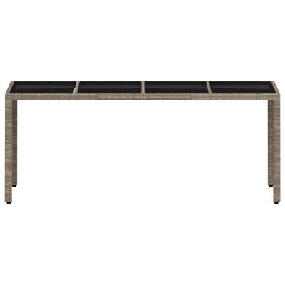 Tuintafel met glazen blad 190x90x75 cm poly rattan lichtgrijs - thumbnail