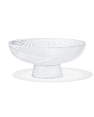 051 Schaal Op Voet Ø23x12cm Bergen Glas Twist Reliëf (transparant)