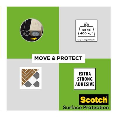 Scotch Move & Protect glijders, grijs, Ft. 50 mm x 50 mm, blister van 4 stuks