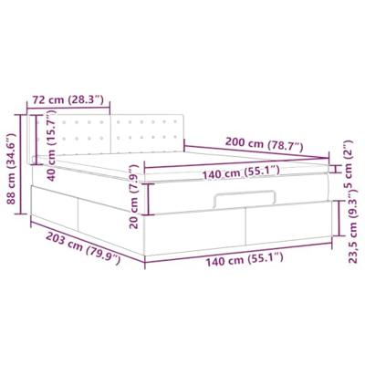 Ottoman bed met matras en LED's 140x200cm fluweel lichtgrijs