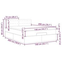 Ottoman bed met matras en LED's 140x200cm fluweel lichtgrijs - thumbnail