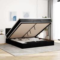 Ottoman bed met matras en LED's 100x200 cm stof zwart - thumbnail