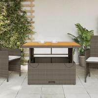 Tuintafel 110x110x71 cm poly rattan en acaciahout grijs - thumbnail