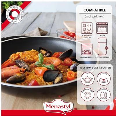 Kookgereiset - Inductie - MENASTYL - 6020437 - Antiaanbak aluminium - 5-delig - Afneembare handgreep - Zwart Kookgereiset - Inductie - MENASTYL - 6020437 - Antiaanbak aluminium - 5-delig - Afneembare handgreep - Zwart