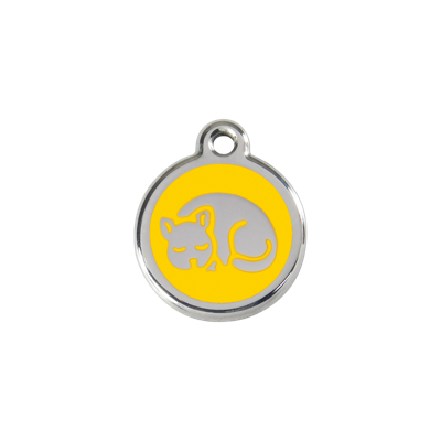 Kitten Yellow roestvrijstalen kattenpenning small/klein dia. 2 cm RedDingo - Reddingo