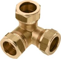 Bonfix knelkoppeling - Hoek T-koppeling - 22mm x 22mm x 22mm - Messing - thumbnail