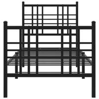 Bedframe met hoofd- en voeteneinde metaal zwart 75x190 cm - thumbnail