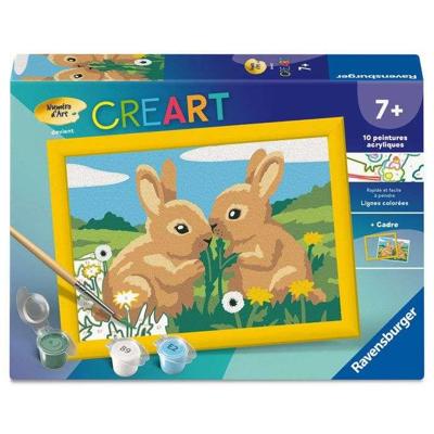 Ravensburger - CreArt Kids 13x18cm - Schilderen op nummer - Schattige konijntjes - Schilderen op nummer set - Leeftijd 7+ - 12023216