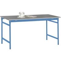 Manuflex BB3034.5012 Bijzettafel basis stationair met staalbeslag schijf in licht blauw RAL 5012, bxdxh: 1250 x 600 x 780 mm Lichtblauw (RAL 5012) - thumbnail