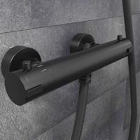 LONDON thermostatische mengkraan douche, zwart mat keramisch ½" (Ø ca. 1,9 cm) ventiel bovenstuk uitwisselbaar thermostaat element temperatuurschaal met veiligheidsstop op 38°C Eco-Click funct - thumbnail