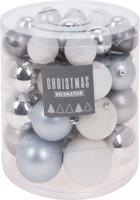 Kerstballenset - 44 stuks plastic - zilver-wit-frozen - thumbnail